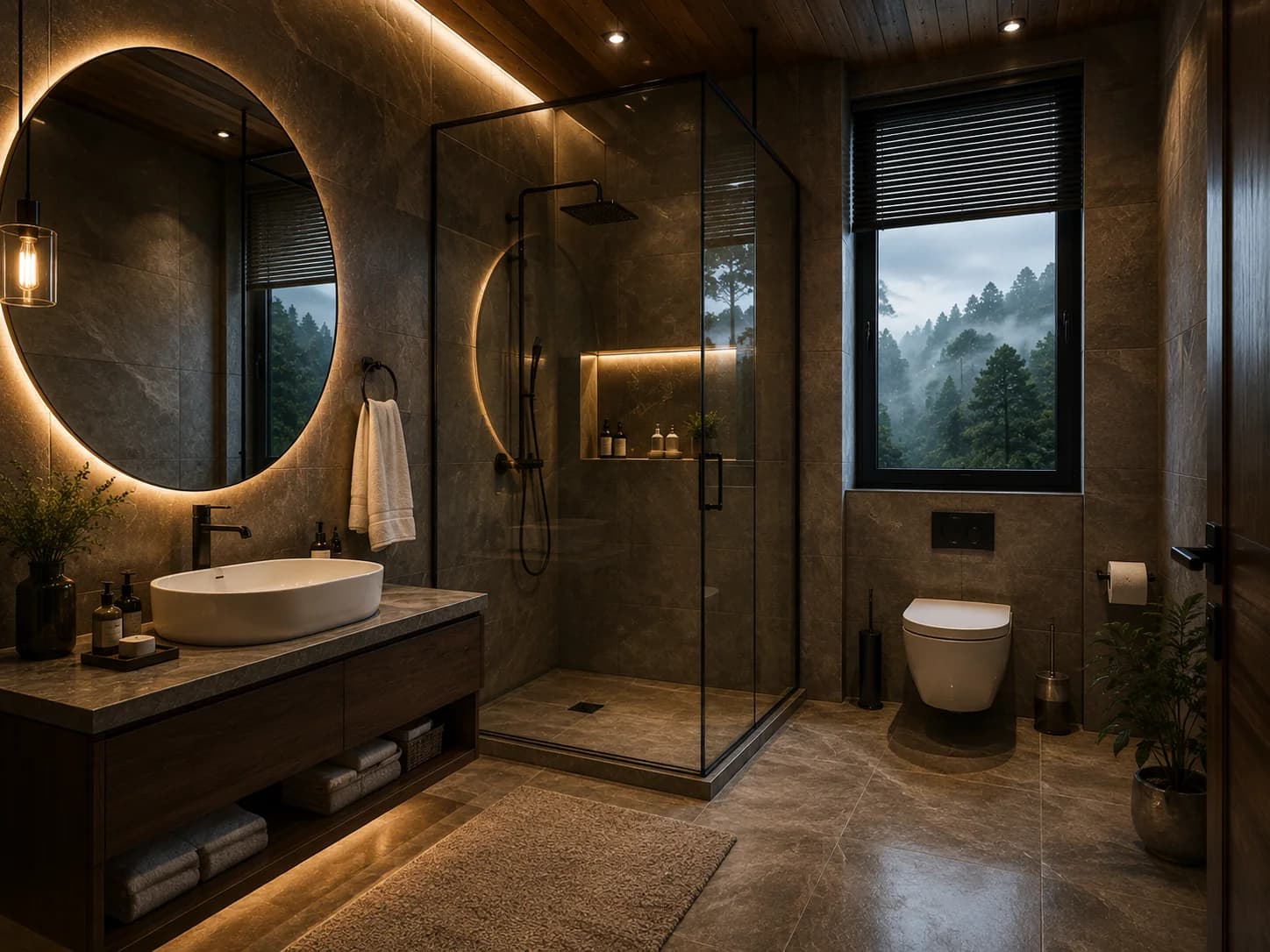 Luxury bathroom interior of the HeavenWood Cottage at Queen Hills Murree