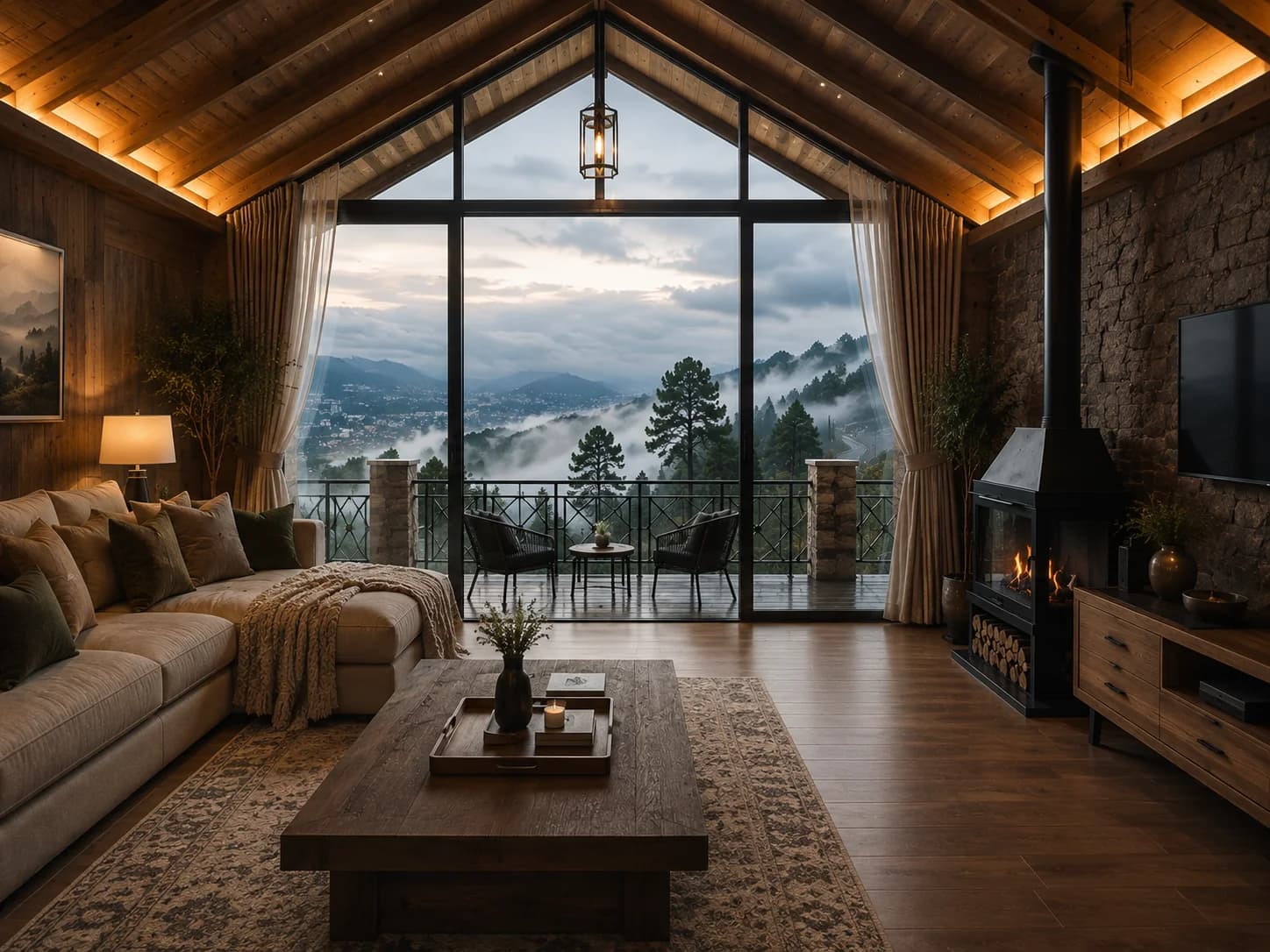 Luxury interior view of the HeavenWood Cottage at Queen Hills Murree